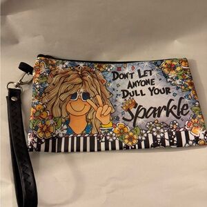Colorful Graphic Wristlet Clutch Suzy Toronto Cosmetic Bag